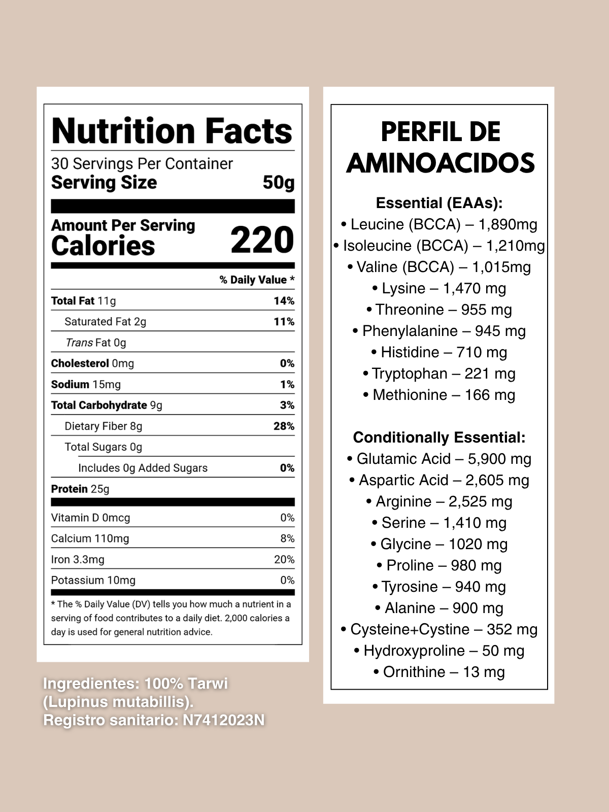 TARWI NATURAL | PROTEINA Y FIBRA | 1.5kg