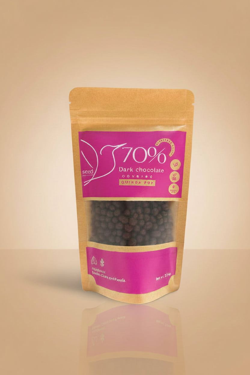 70% CHOCOLATE OSCURO CON QUINOA POP (3.5oz)