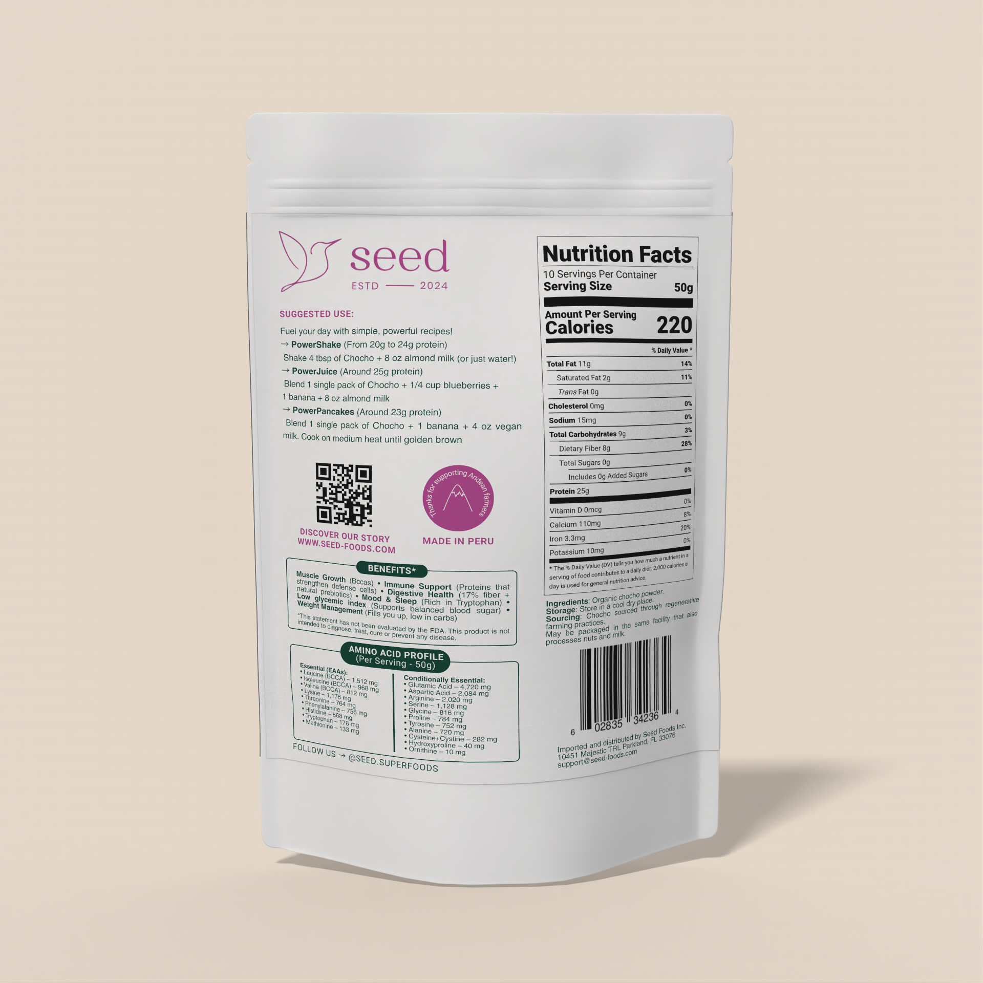 Proteína + Fibra de Tarwi Natural 500g — el superalimento andino que tu digestión estaba buscando