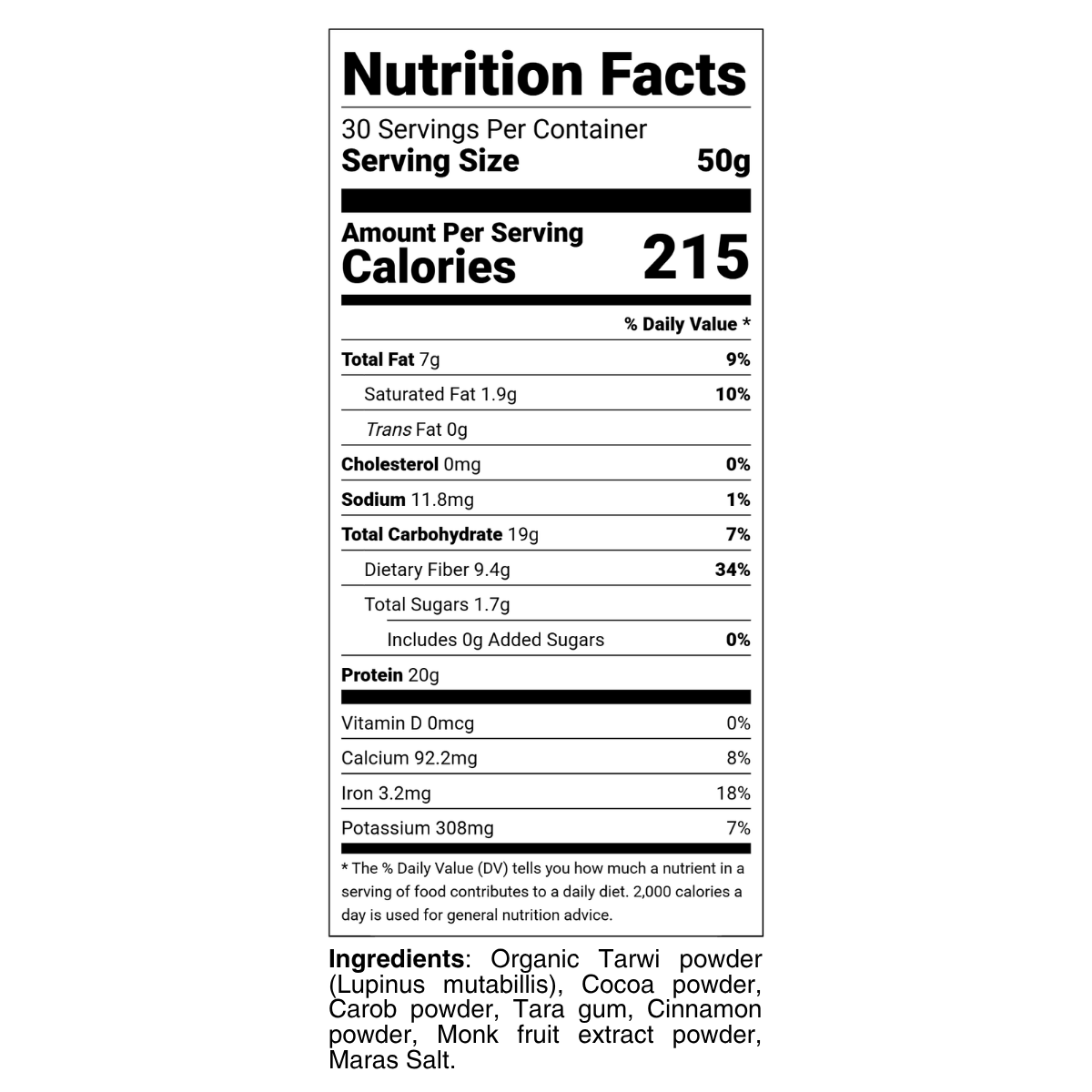BLEND TARWI CACAO 1.5kg | 7 INGREDIENTES | SIN LACTOSA | SIN RELLENOS