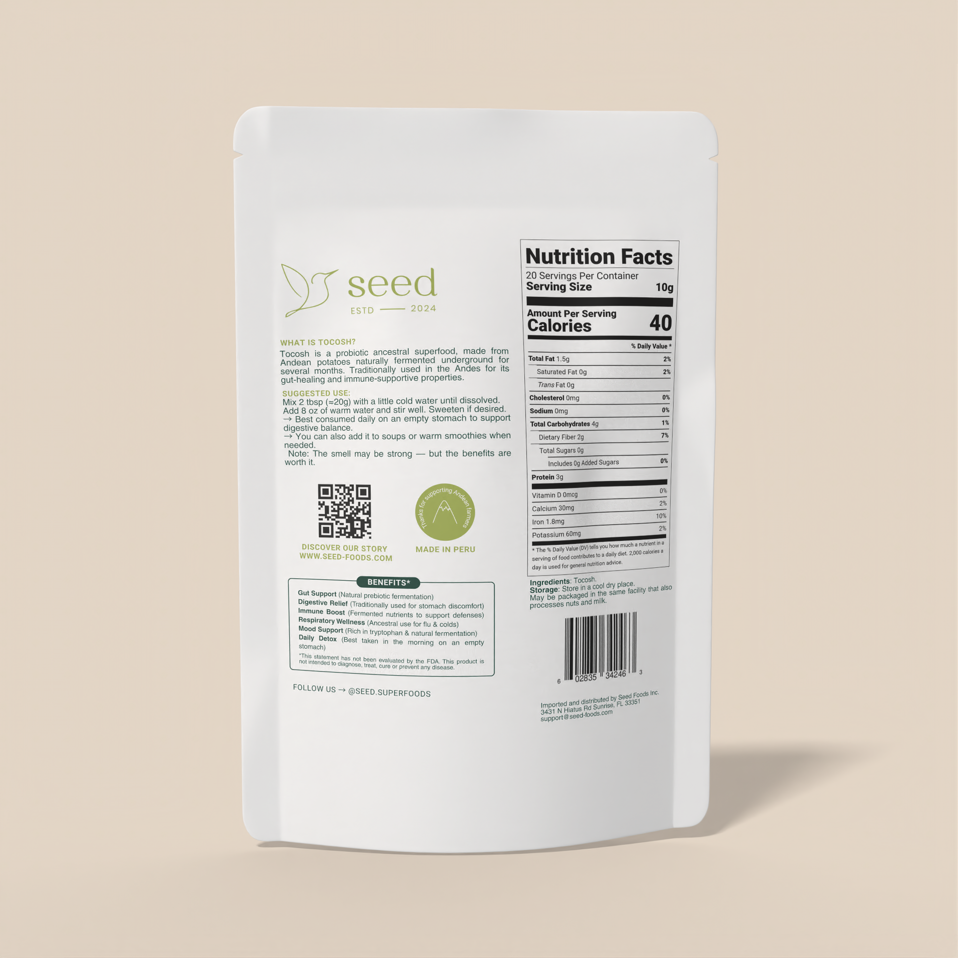 TOCOSH | PROBIÓTICO | APOYO GASTRO INTESTINAL ANCESTRAL | 200G