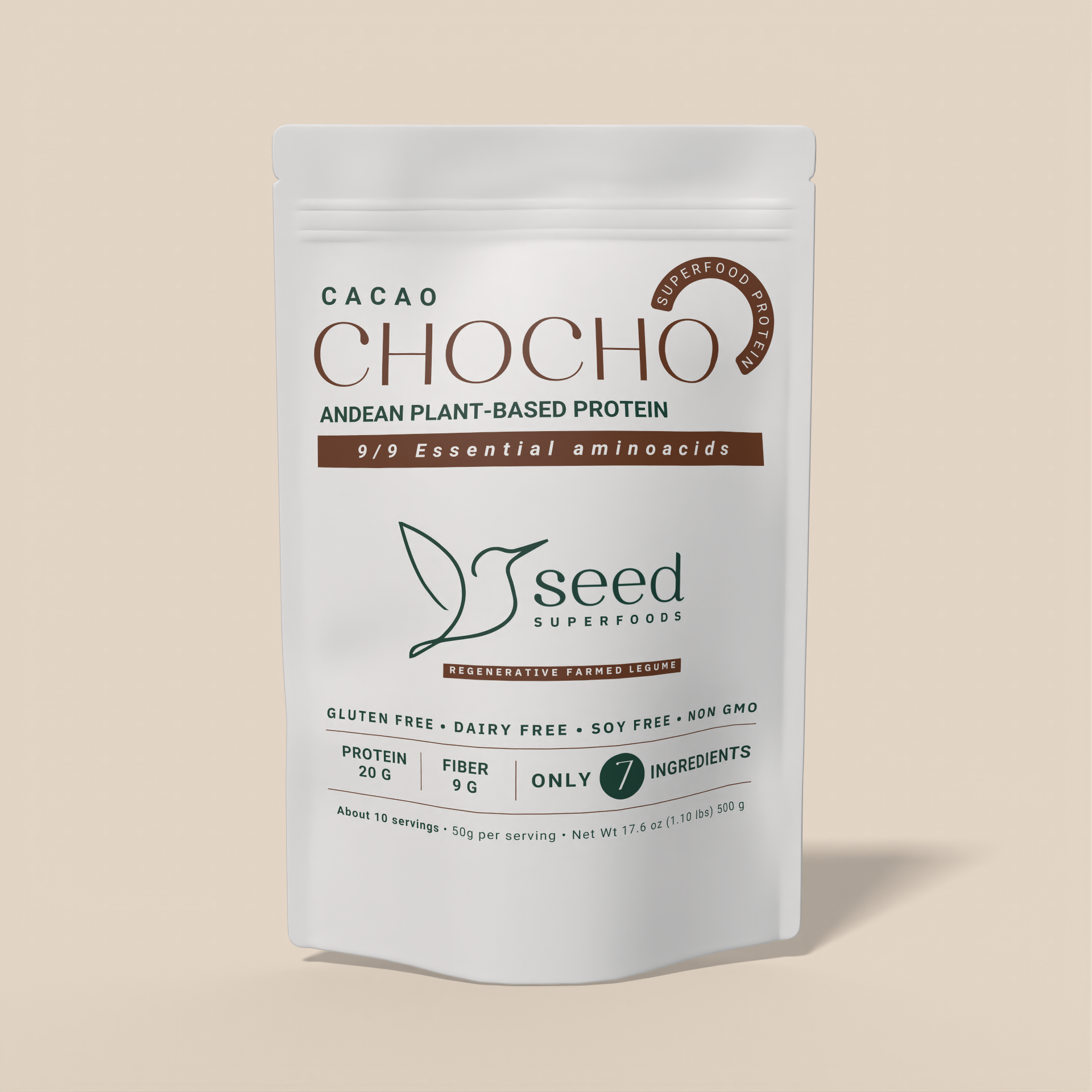 Blend de Tarwi Cacao 500g | 7 ingredientes andinos formulados para rendir y saber bien, sin lactosa ni azúcar refinada